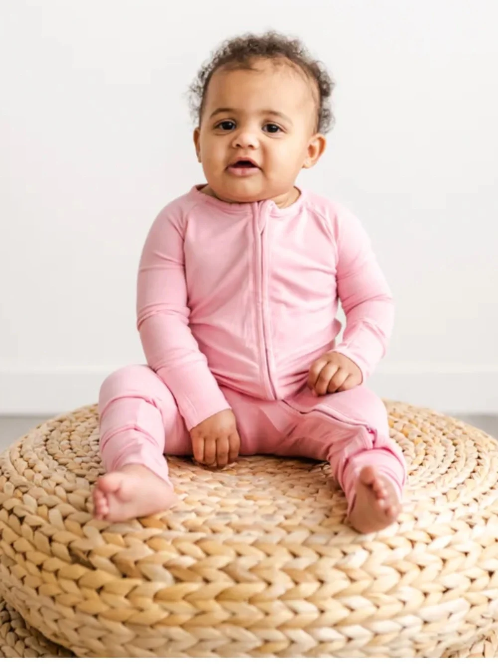 Little Sleepies Solid Bubblegum Pink Convertible Romper Sleeper Bamboo 0-3 Month